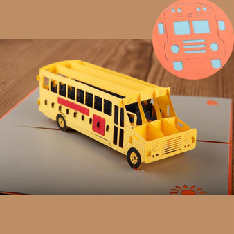 Bus Greeting Card/ 3D Pop Up Design Holiday Card (10pcs Pack)