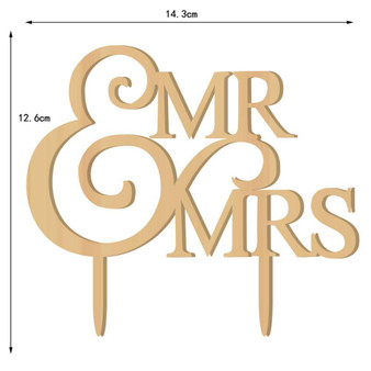 Wood Wedding Cake Topper /Wooden Anniversary Cake Decoration (Mr & Mrs)