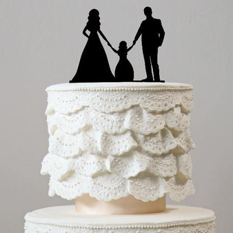 Wedding Cake Topper Decoration (Daughter Girl Child kid) [3 Family Members]