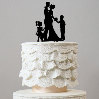 Wedding Cake Topper (Children Kids Boy Girl Son Daughter) [4 Family Members]