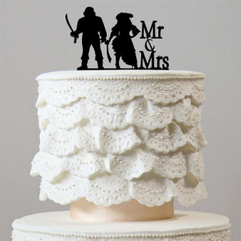 Pirate Wedding Cake Topper (Mr Mrs /Hook Cosplay Theme /Funny Humorous)