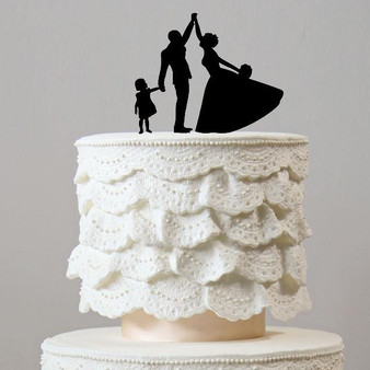 Family Wedding Cake Topper (Dancing w/ Daughter /Little Girl /Child /Kid) [Engagement /Anniversary]