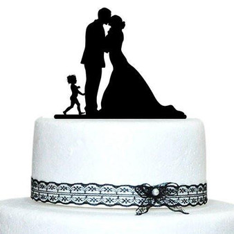 Engagement Wedding Cake Topper(Little Baby Child Boy Girl Son Daughter)[Bride, Groom & 1 Kid]