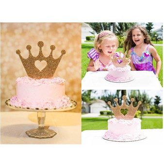 Crown Birthday Cake Topper (Girls Party Decoration /Baby Shower Decor) [Princess /Gold]