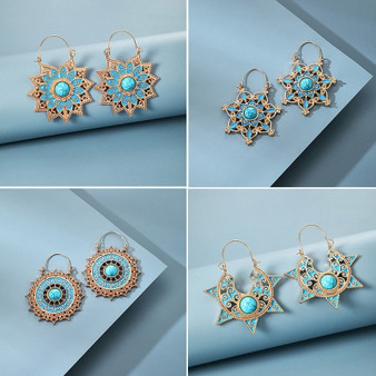Blue Mandala Ethnic Earrings
