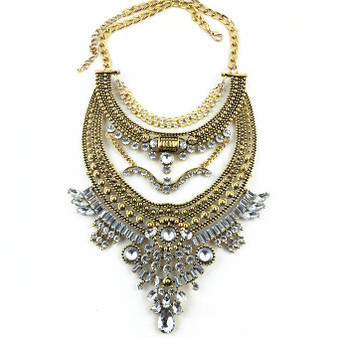 Vintage Fashion Statement Necklace in Gold and Silver
