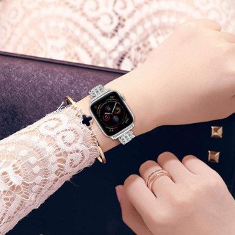 Women Bling Rhinestone Bracelet Band for Apple Watch 38mm 40mm /44mm 42mm for Iwatch Series 4 3 2 1 Stainless Steel Metal Wristbands Strap