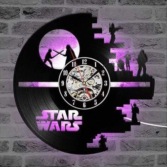 Star Wars Wall Clock with LED Vintage Vinyl Record Clocks