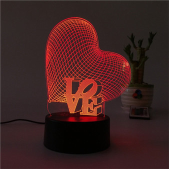 3D Love Heart Shape Lamp Multicolor LED Lights Touch USB Remote Control Night Light Table Lamp for Couple Romantic Night Valentine's Day Mother's Day Gift