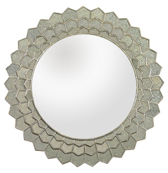 Antique Silver Mirror / Clear Sunflower 39in.H X 39in.L Circular Wall Mirror - Style: 7330268