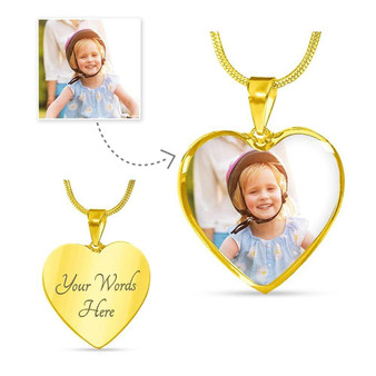 Heart Pendant - Adjustable Necklace - Add your Photo and Message