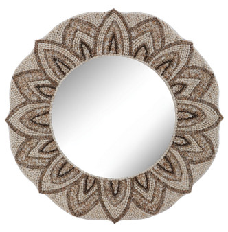 Natural 32in. Round Shell Framed Mirror - Style: 7498346