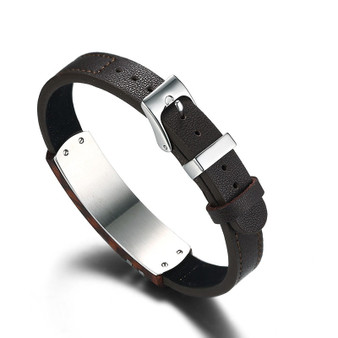 Men's Leather Bracelet with Rosewood Charm