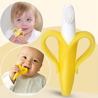 Silicon Banana Bendable Baby Teether Training Toothbrush Toddler Infant Massager Children Teething Ring