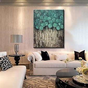 Hand-painted Modern Oil Abstract, Turquoise Artwork