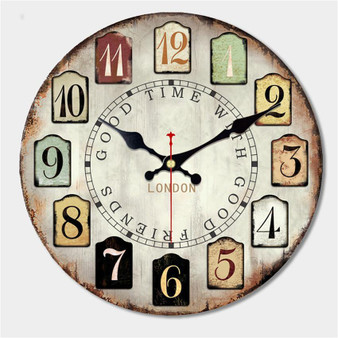Large Rustic Wood Wall Clock, 16"