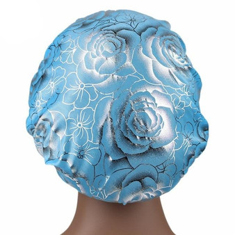 Baby Blue Rose Print Silky Bonnet