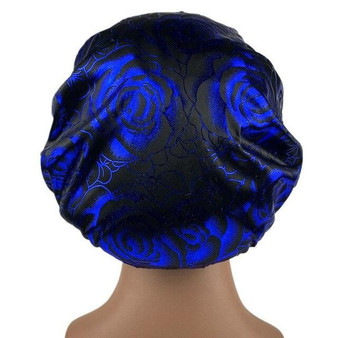 Blue Rose Print Silky Bonnet