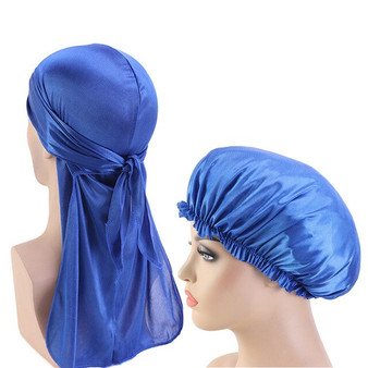 Royal Blue Silky Durag And Bonnet Set