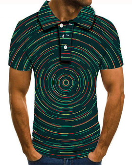 Men's Polo 3D Print Graphic Optical Illusion Print Short Sleeve Daily Tops Basic Green-832