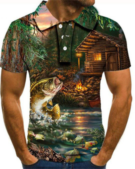 Men's Polo Graphic Plus Size Short Sleeve Daily Tops Streetwear Exaggerated Rainbow