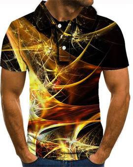Men's Polo Graphic Plus Size Short Sleeve Daily Slim Tops Streetwear Exaggerated Shirt Collar Rainbow