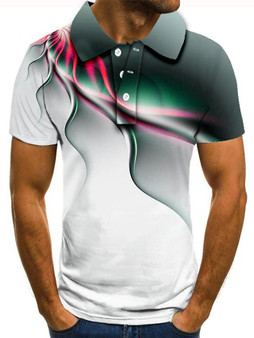 Men's Polo Graphic Plus Size Print Short Sleeve Daily Tops Streetwear Exaggerated Black Red Rainbow