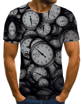 Men's T shirt Graphic 3D Plus Size Print Short Sleeve Daily Tops Basic Exaggerated Round Neck Gray / Sports