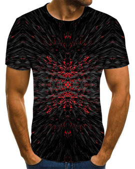 Men's T shirt Graphic 3D Flame Plus Size Print Short Sleeve Daily Tops Basic Exaggerated Round Neck Rainbow / Sports