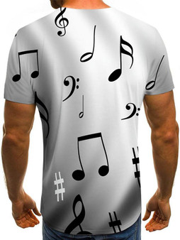Men's Graphic 3D Plus Size T shirt Print Short Sleeve Daily Tops Basic Round Neck White