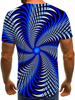 Men's Graphic Plus Size T shirt Short Sleeve Daily Tops Basic Round Neck Blue