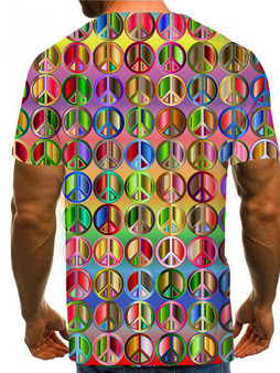 Men's Geometric 3D Graphic Plus Size T-shirt Pleated Print Short Sleeve Daily Tops Streetwear Exaggerated Round Neck Rainbow