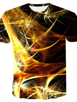 Men's 3D Graphic Plus Size T-shirt Short Sleeve Daily Tops Basic Round Neck Gold