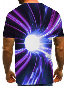 Men's Graphic optical illusion T-shirt Print Short Sleeve Daily Tops Basic Exaggerated Round Neck Purple