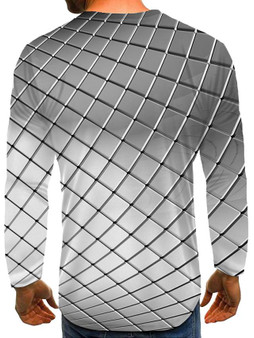 Men's 3D Graphic Plus Size T-shirt Print Long Sleeve Daily Tops Elegant Exaggerated Round Neck White