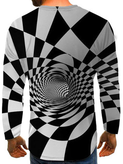 Men's Graphic optical illusion Plus Size T-shirt Print Long Sleeve Daily Tops Basic Exaggerated Round Neck Rainbow