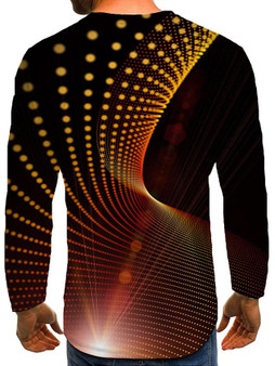 Men's 3D Graphic Plus Size T-shirt Tunic Print Long Sleeve Daily Tops Elegant Exaggerated Round Neck Orange