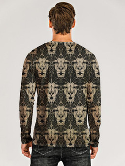 Men's 3D Graphic Animal T-shirt Print Long Sleeve Daily Tops Khaki