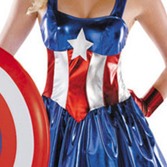 BFJFY Halloween Women Superhero Female Captain American Cosplay Outfit