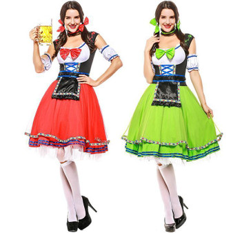 BFJFY Adult Womens Sexy Beer Girl Maid Dress Costume Two Colors Oktoberfest Is Ready For You