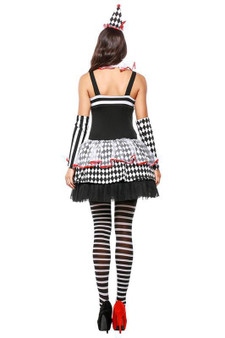 BFJFY Women Circus Clown Party Striped Dress Outfit For Halloween Cosplay