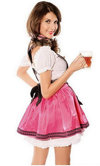 BFJFY Women's Pink Oktoberfest Dress Halloween Beer Festival Maid Cosplay Costume