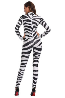 BFJFY Halloween Women‘s Cosplay Black White Striped Cowgirl Bodysuit