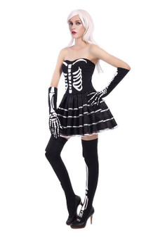 BFJFY Halloween Women's Skull Skeleton Vampire Ghost Bride Cosplay Costume