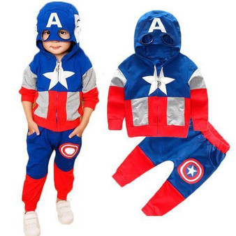BFJFY Boys Halloween Costume Superhero Captain America Cospay Outfit