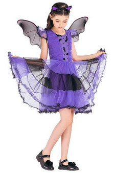 BFJFY Girl's Halloween Bat Fairy Dress Princess Cosplay Costume