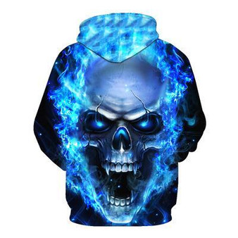 BFJmz Blue Flame Skull 3D Printing Coat Leisure Sports Sweater Autumn And Winter