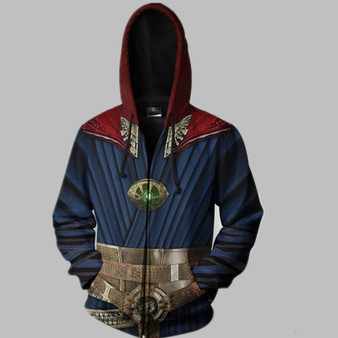 New Doctor Strange Costume Hoodies Sweatshirt Marvel Hero Steve Cosplay Hooded Jacket Coat Men Tops Zipper 3D Print