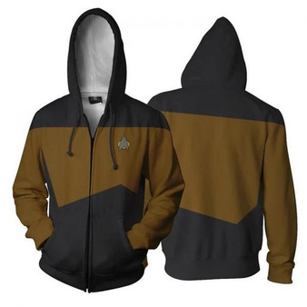 Star Trek 3D printed zipper hooded sports cospaly sweater coat costume