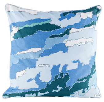 Blue Topography Pillow With Goose Down Insert - Style: 7981786